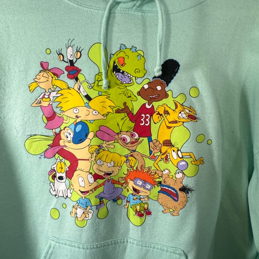 Nickelodeon Vintage Unisex Mint Green Hoodie Size‎ XL